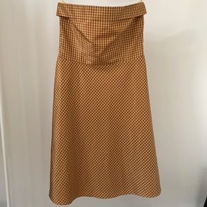 Strapless silk taffeta gingham dress